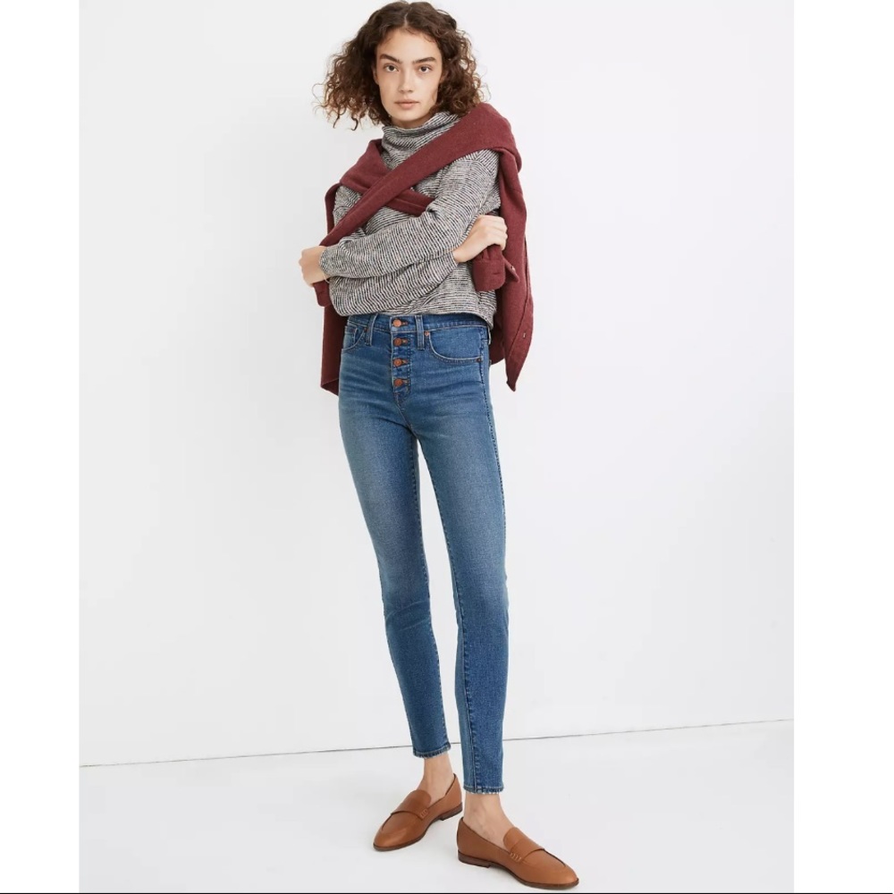 NWT Madewell 10" High-Rise Skinny Jeans in Dewitt Wash: Button-Front TENCEL™